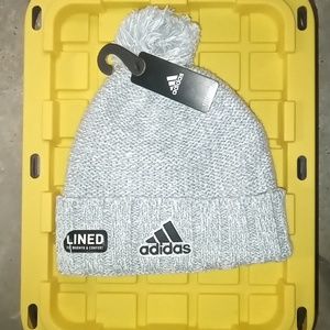 Adidas lined grayish silver blue beanie
